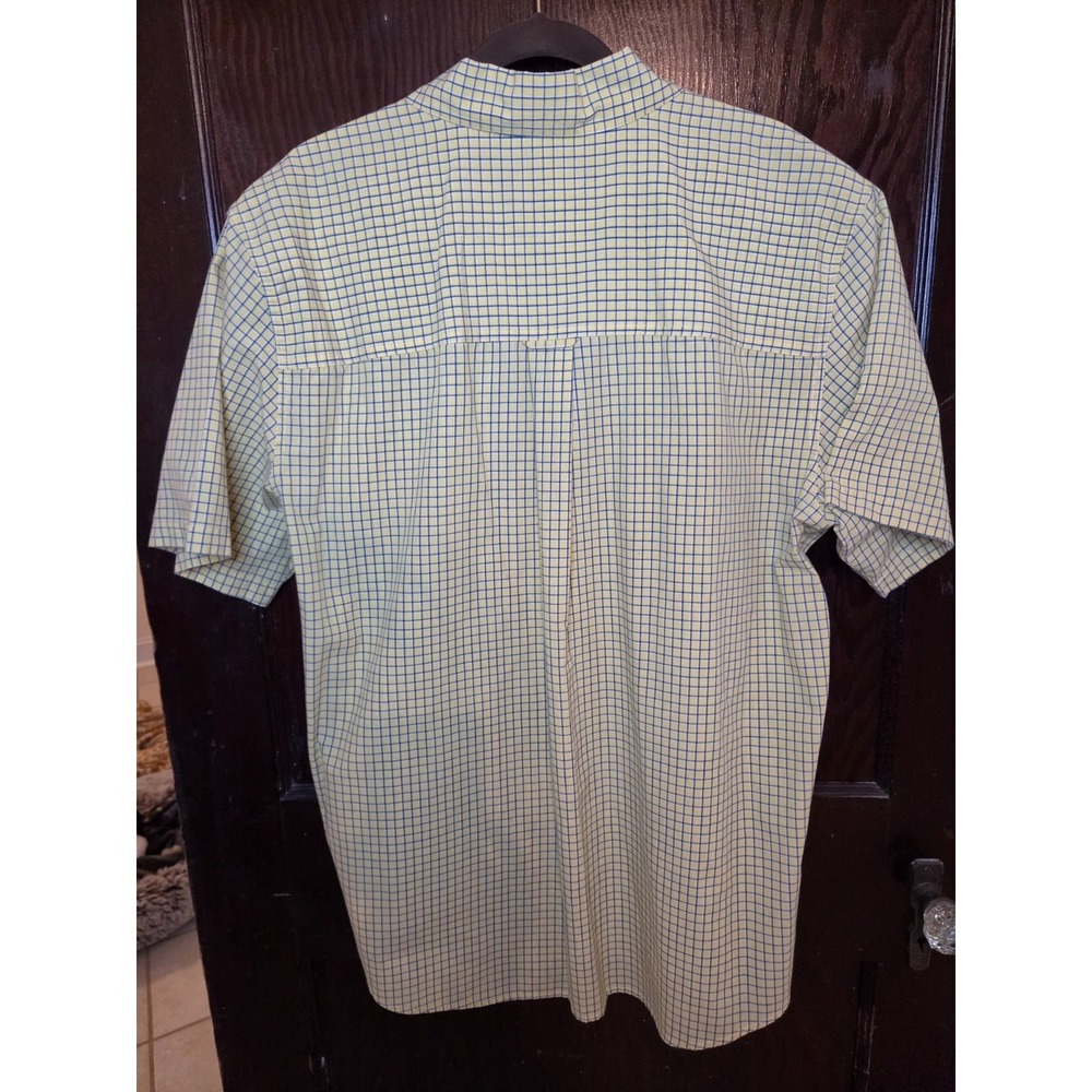 Chaps Easy Care Mens Size XL Yellow Navy Plaid Button Down Dress Shirt Preppy - Picture 8 of 10